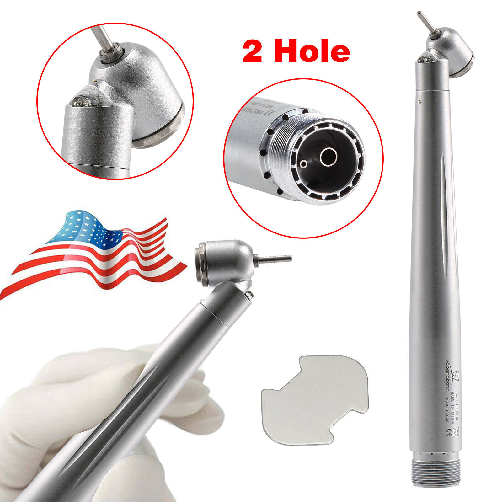 NSK Style Dental LED 45° Degree Surgical High Speed Handpiece Push Button 2 Hole