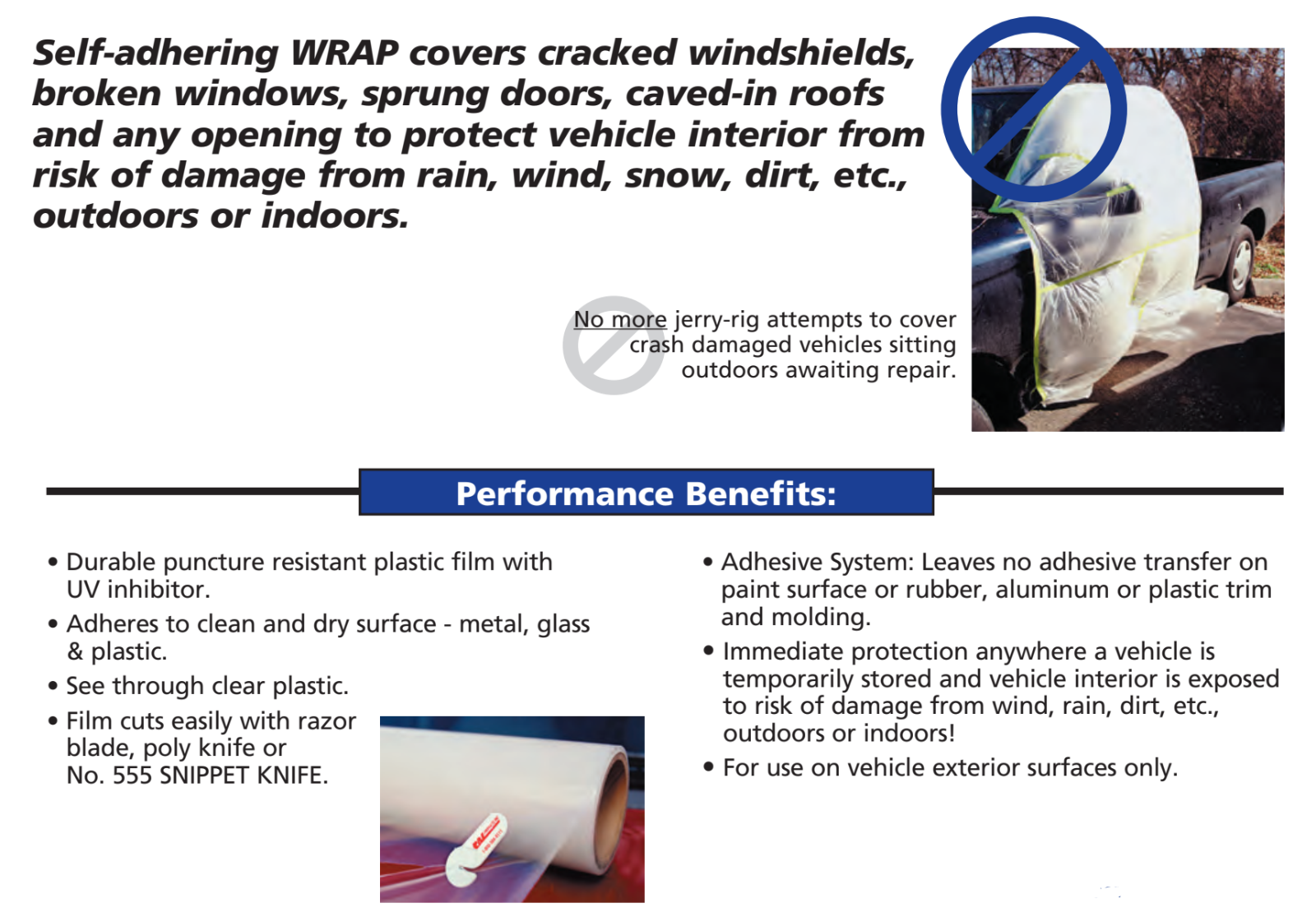 RBL Continuous Roll Self-Adhering Collision Wrap - 30" x 100' x 3mil - CLOSEOUT