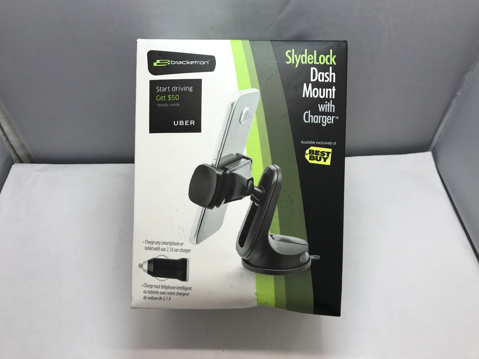 Bracketron - SlydeLock Dash Mount with Charger for Most Smartphones with charger
