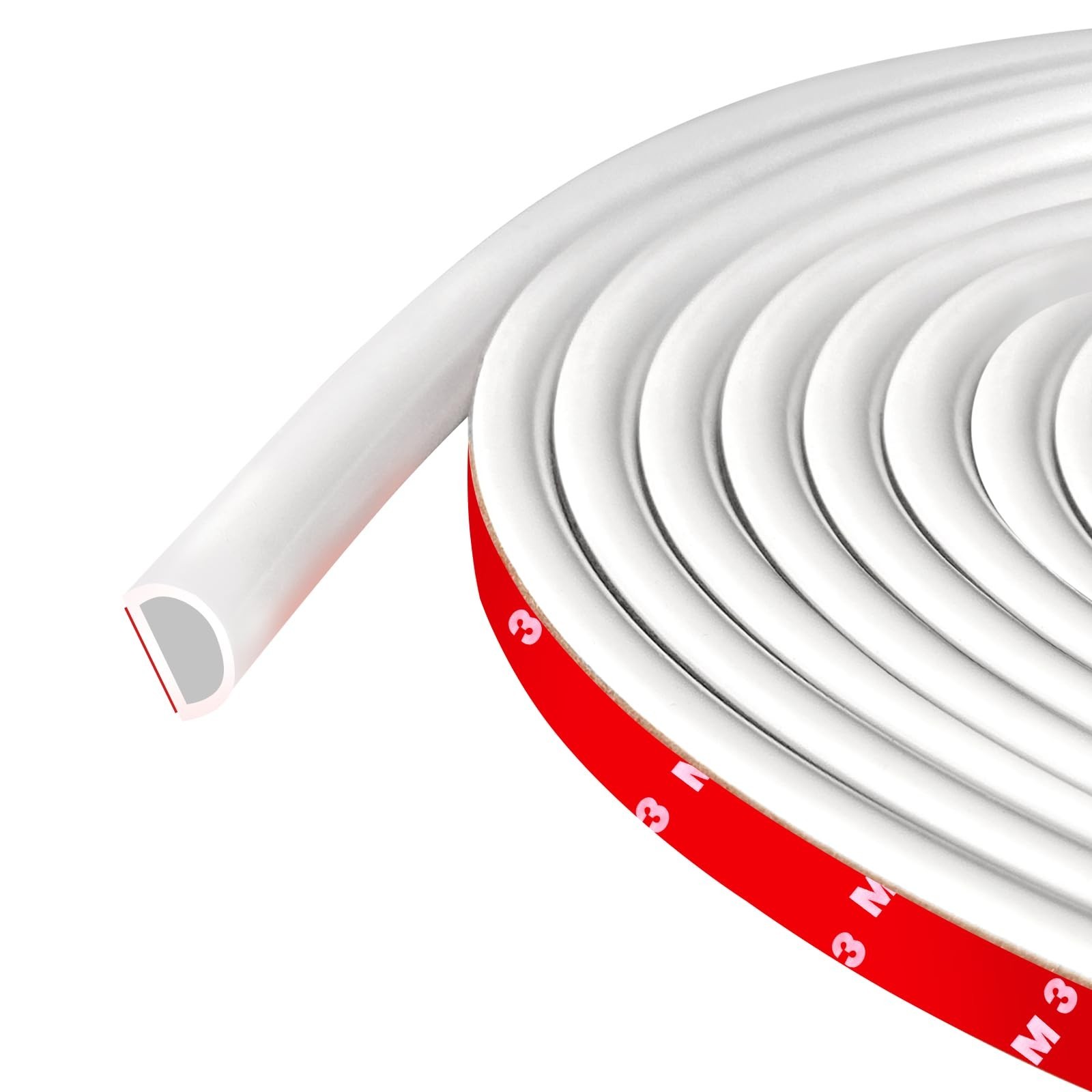 Weather Stripping Door Seal, 20Ft, White (3/8" W × 1/4" T) | Self Adhesive