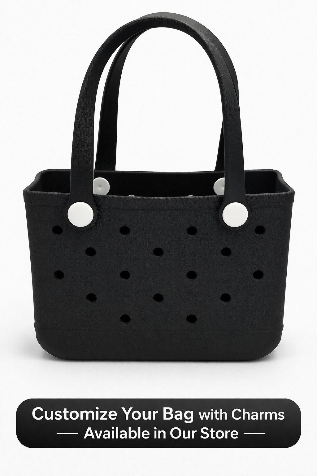 Black Rubber Tote Bag Beach Hole Tote Croc Style Bag Waterproof Handbag