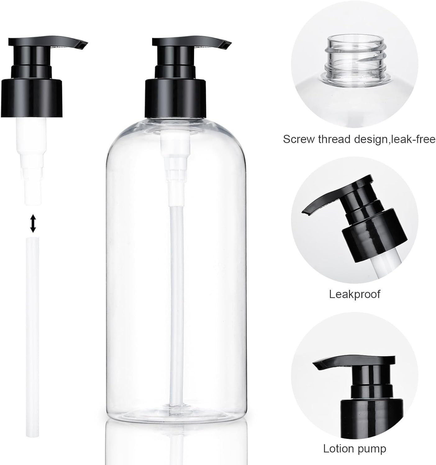 Plastic Pump Bottles Dispenser 2 Pack 10oz Clear Refillable Pump Bottle | Empty