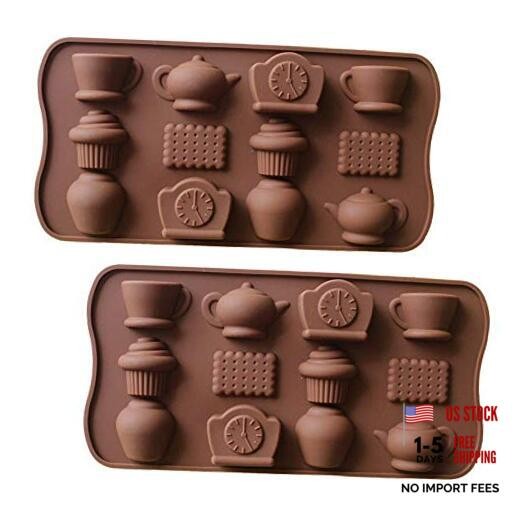 2 Pack Tea Time Silicone Molds Afternoon Tea Teapot Coffee Cups Biscuit