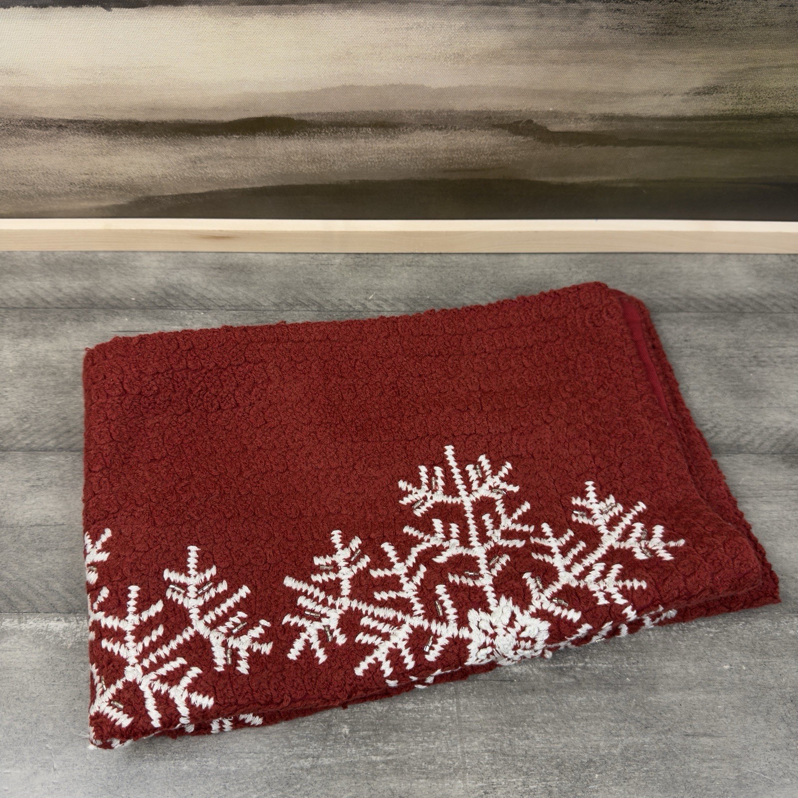 Pottery Barn Graphic Snowflake Lumbar Pillow Cover 16”x26” Red Multi Holidays OB