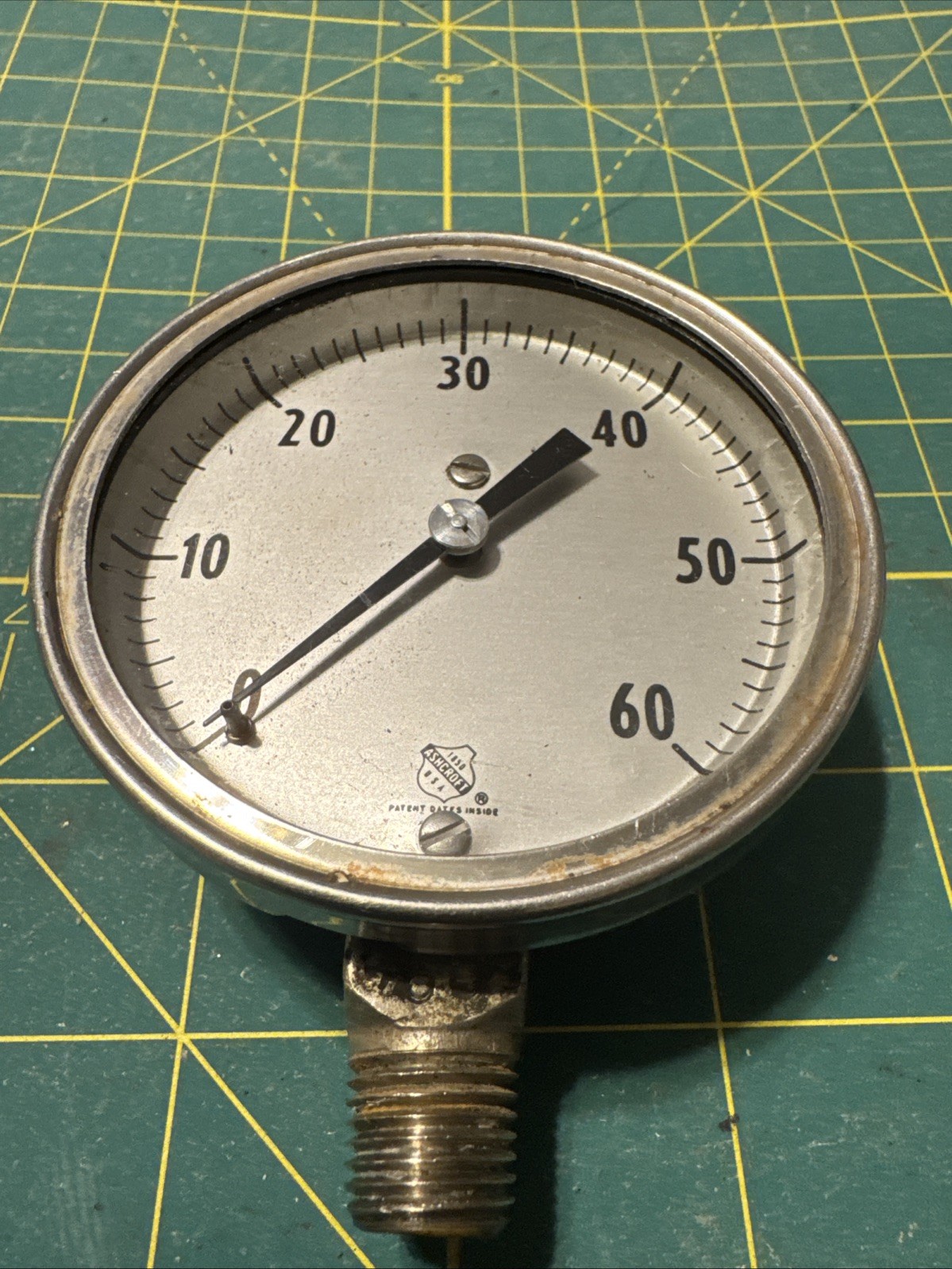Vintage Steampunk Ashcroft Pressure Gauge- 0-60 PSI, 2 1/2” Stainless