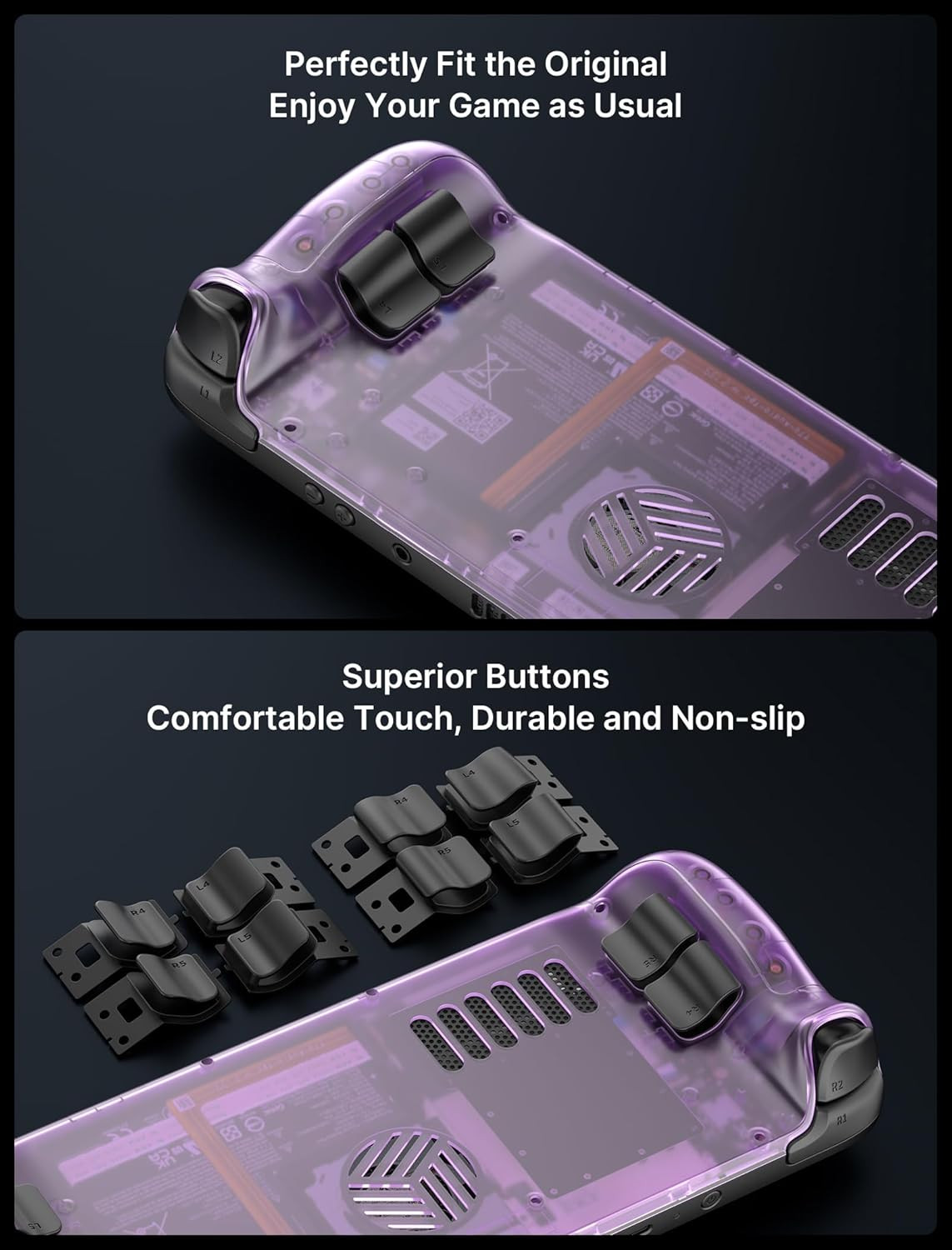 Transparent Back Plate Compatible with For Steam Deck OLED/LCD Purple