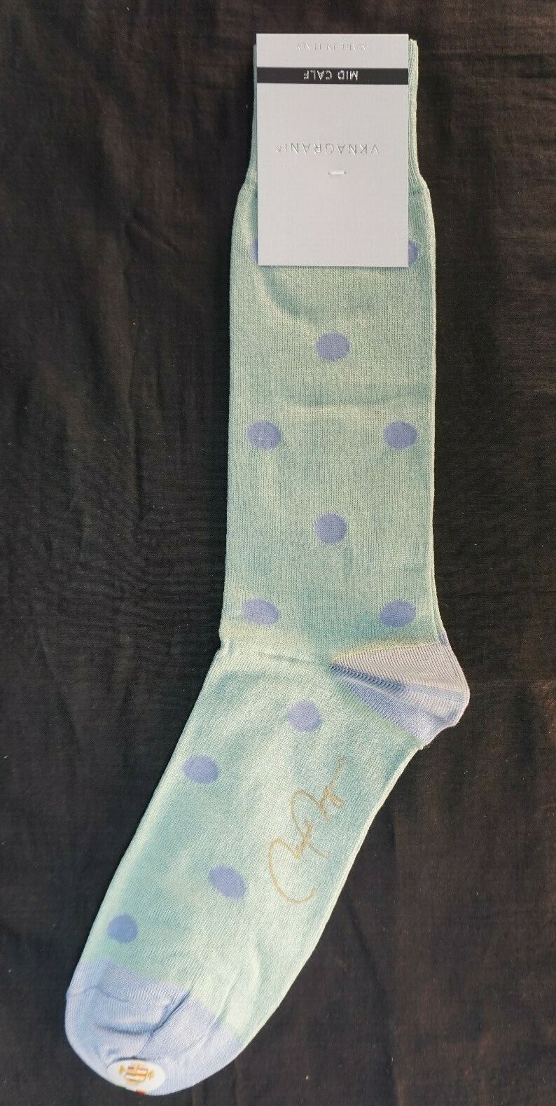 VK Nagrani Men's Dress Socks Mid Calf M700 POIS OLIVE GREEN