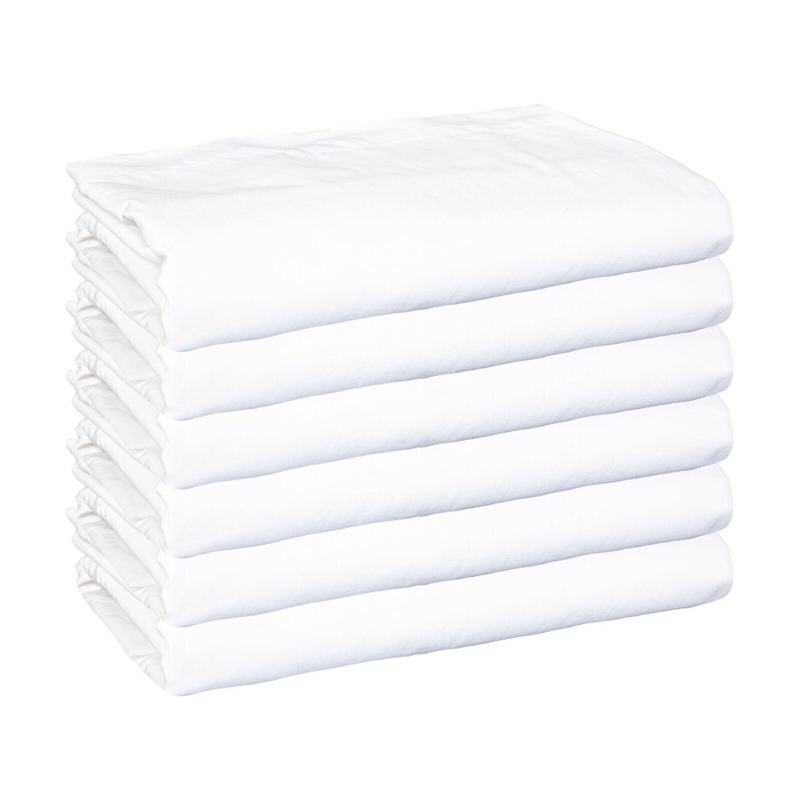6 Pack of Fitted Bed Sheets, White, 200 Thread Count, Size Options, Color Coded