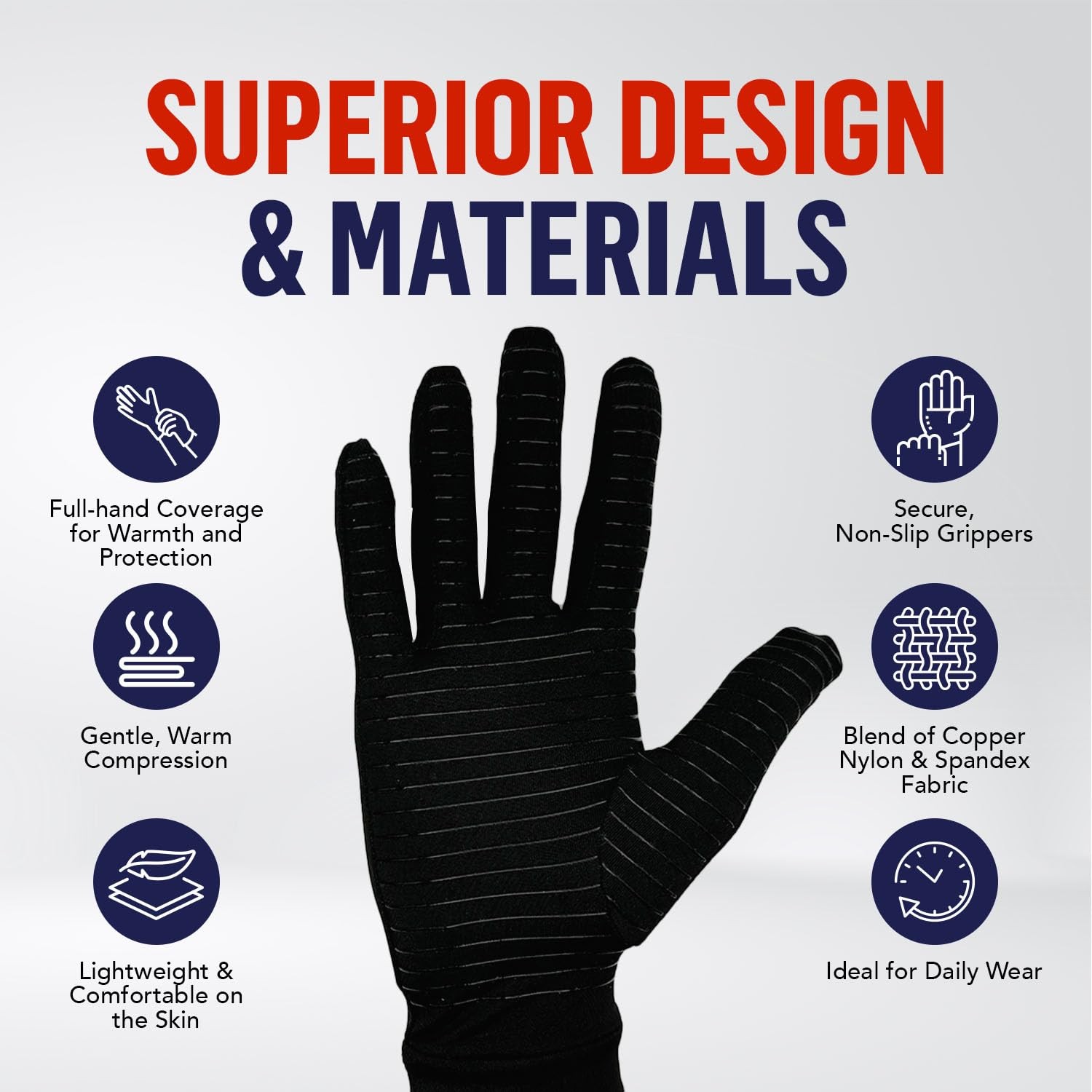 Doctor Developed Copper Arthritis gloves Compression for Medium, Black