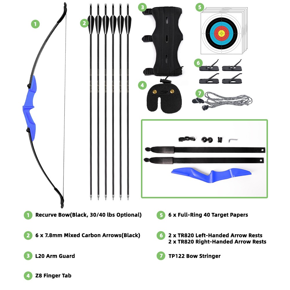 40lbs Archery Takedown Recurve Bow and Arrows Set For Beginner Right Left Handed