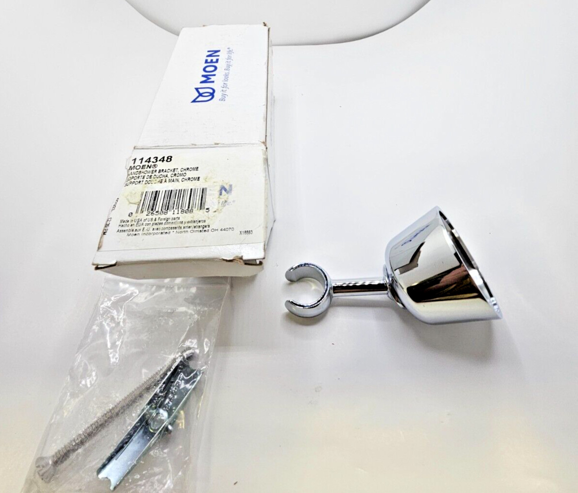 Moen 114348 HANDSHOWER BRACKET, CHROME, SUPPORT DOUCHE MAIN