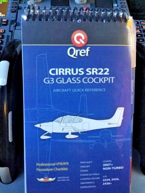 CIRRUS SR22 G3 GLASS COCKPIT QUICK REFERENCE CHECKLIST  by Qref p/n CI-SR22-G3-1