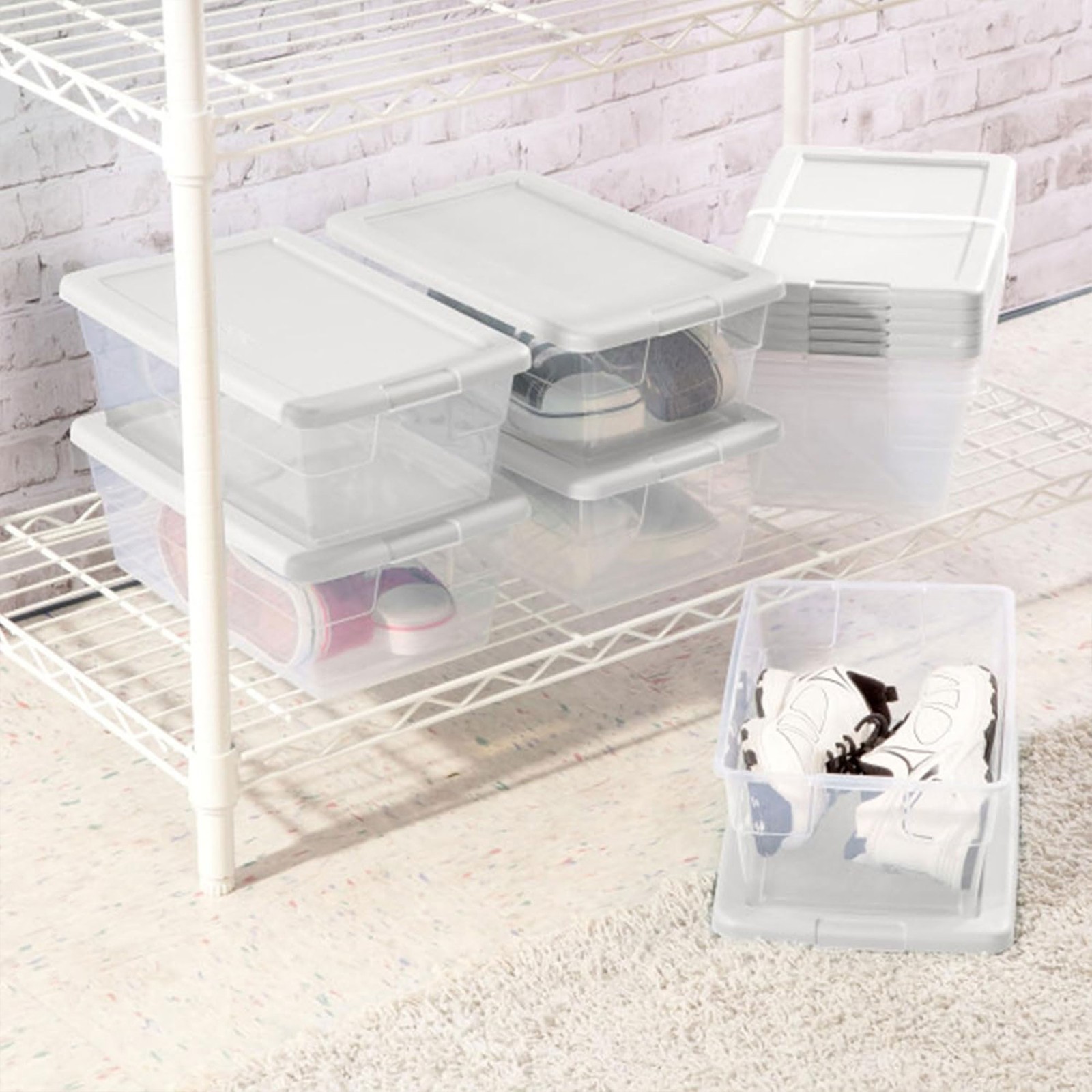 Sterilite 6 Qt Storage Box, Stackable Plastic Container, Home Organizer, 48 Pack