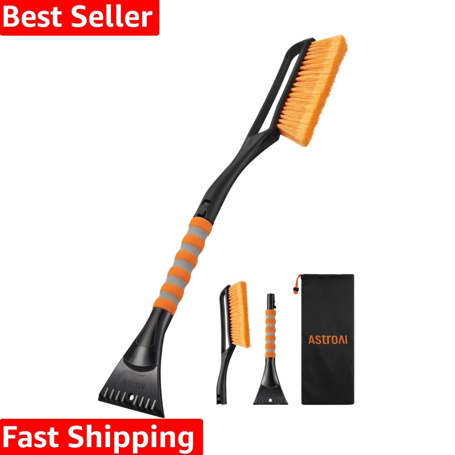 27" Snow Brush and Ice Scrapers for Car Windshield, Detachable Snow Scrapers ...