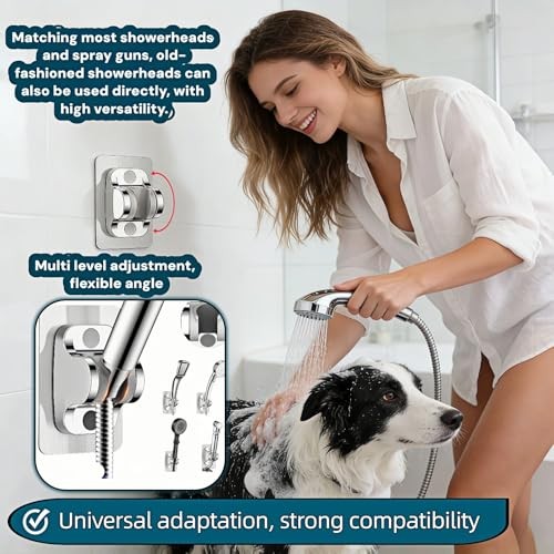 Shower Head Bracket wall Mounted - Heavy-Duty drillless Adjustable Handheld