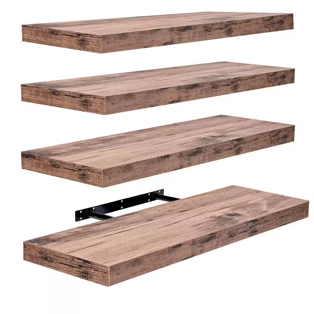 Floating Shelves, 24 In. W X 9 In. D Mahogany Decorative Wall Shelves, Farmhouse