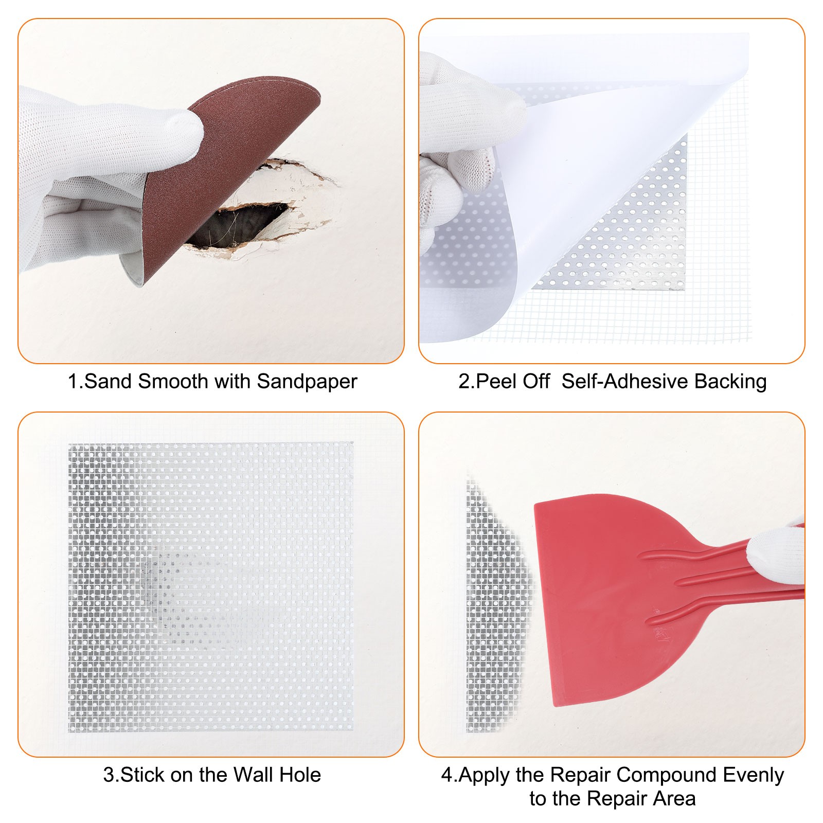 1 Set Drywall Repair 8" Aluminum Wall Fix Patch, Silver Tone