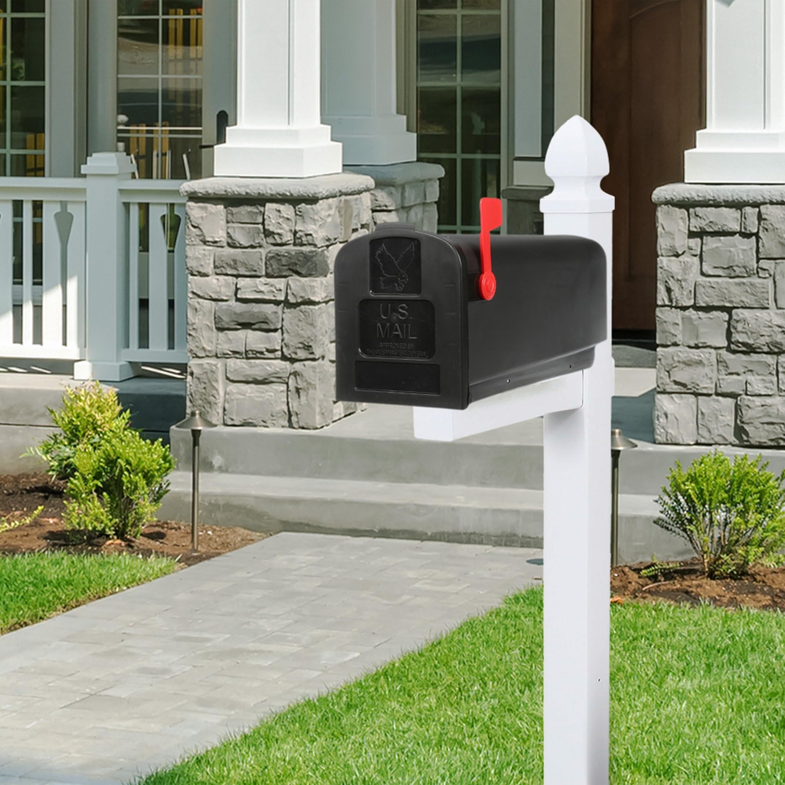 Parsons Medium Capacity, Plastic Post Mount Mailbox, Black