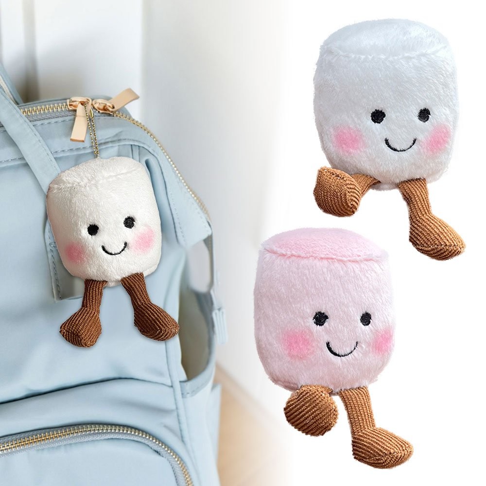 Two-color Marshmallow Plush Toy Keychain Stuffed Doll Pendant Key Ring Decor TL