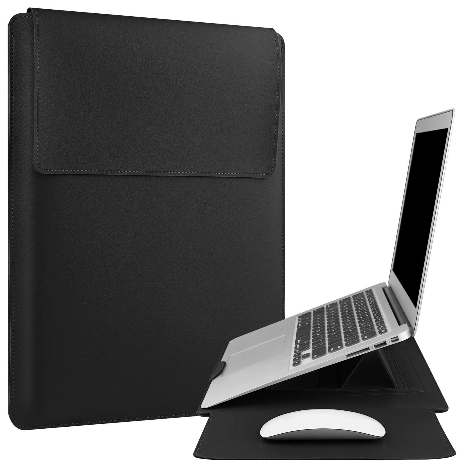 13.3'' /13.6'' Laptop Sleeve Case Leather Bag with Stand Compatible with MacB...