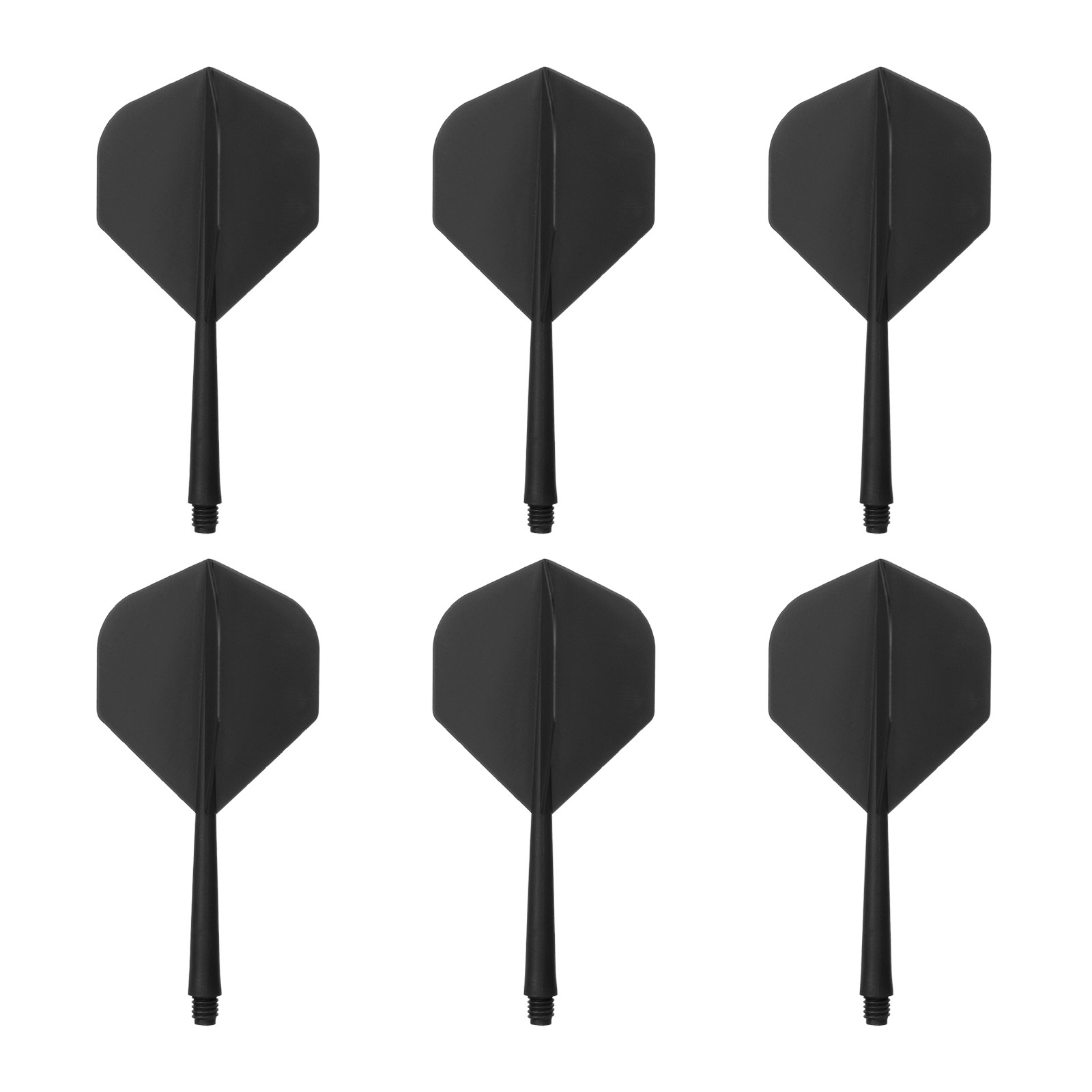 6Pcs 2BA Plastic Integrated Dart Shaft and Flights Standard Shape, Black
