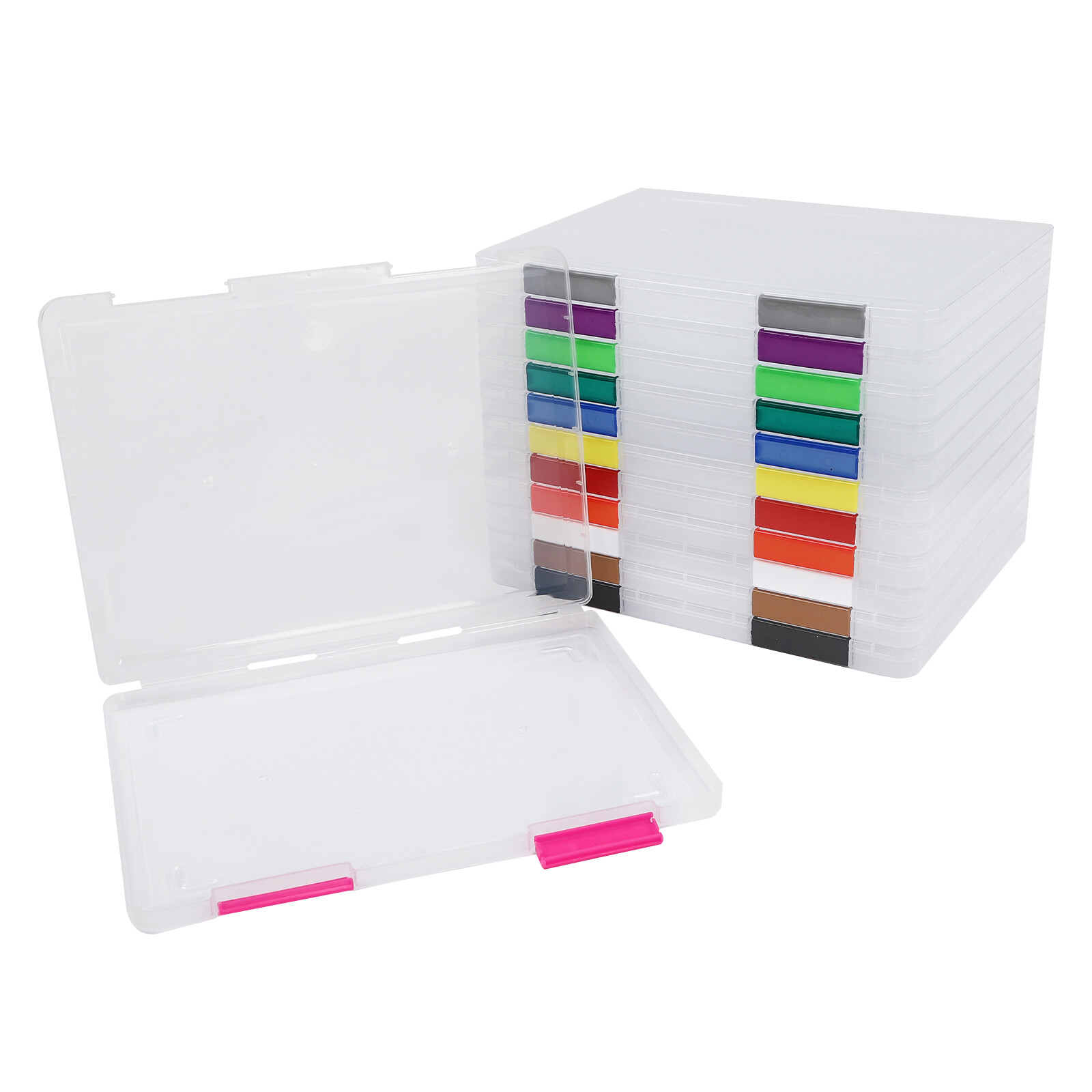12 Pcs A4 Clear File Boxes Paper Storage Box Document File Holder with Buckle