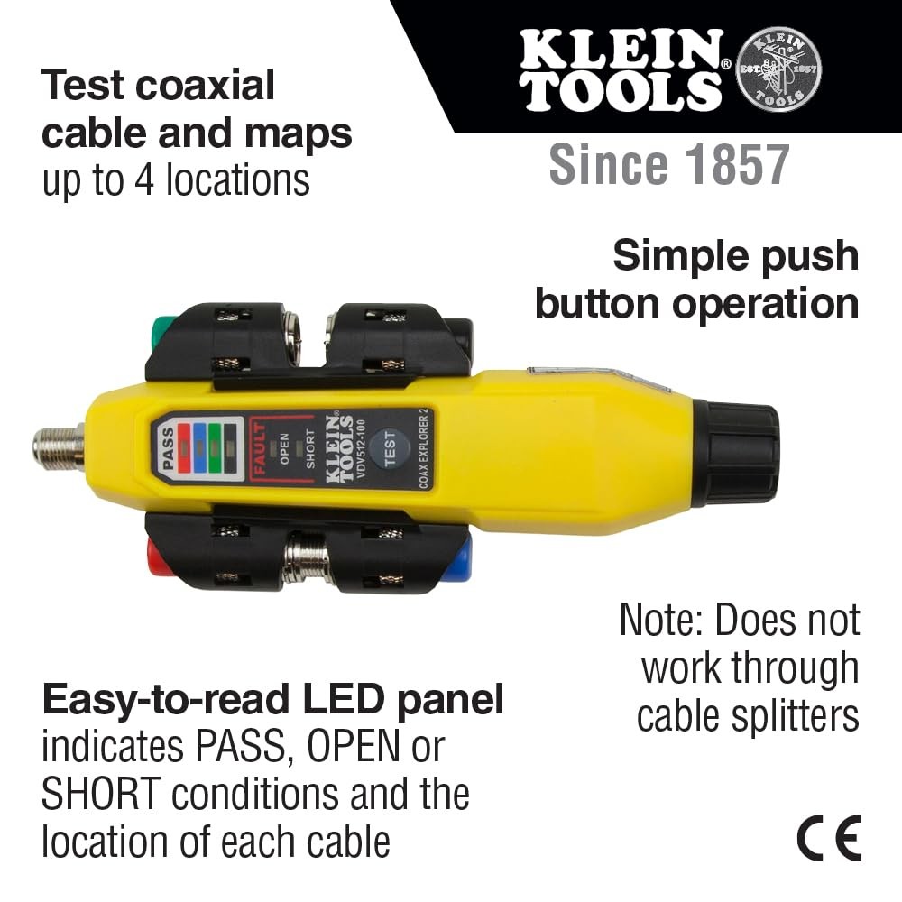 Klein Tools VDV512-101 Explorer 2 Coax Tester 13.57 cubic inches, Cranberry