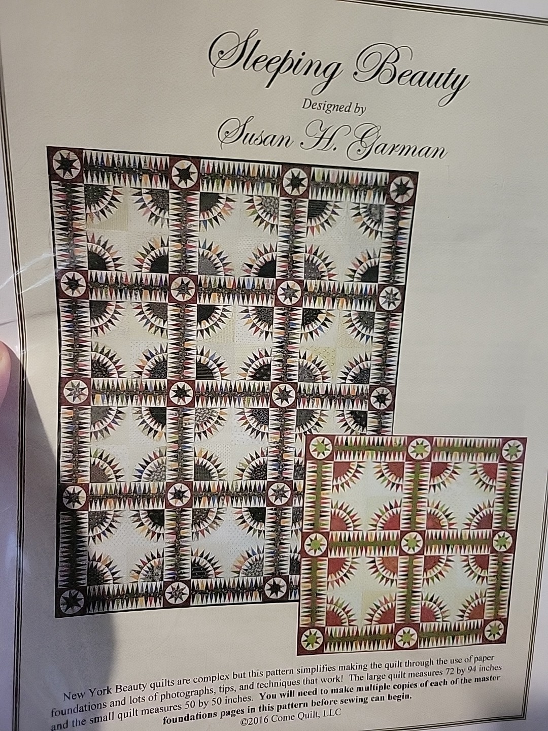 Sleeping Beauty Quilt Pattern By Susan H. Garman New 2016 Come Quilt