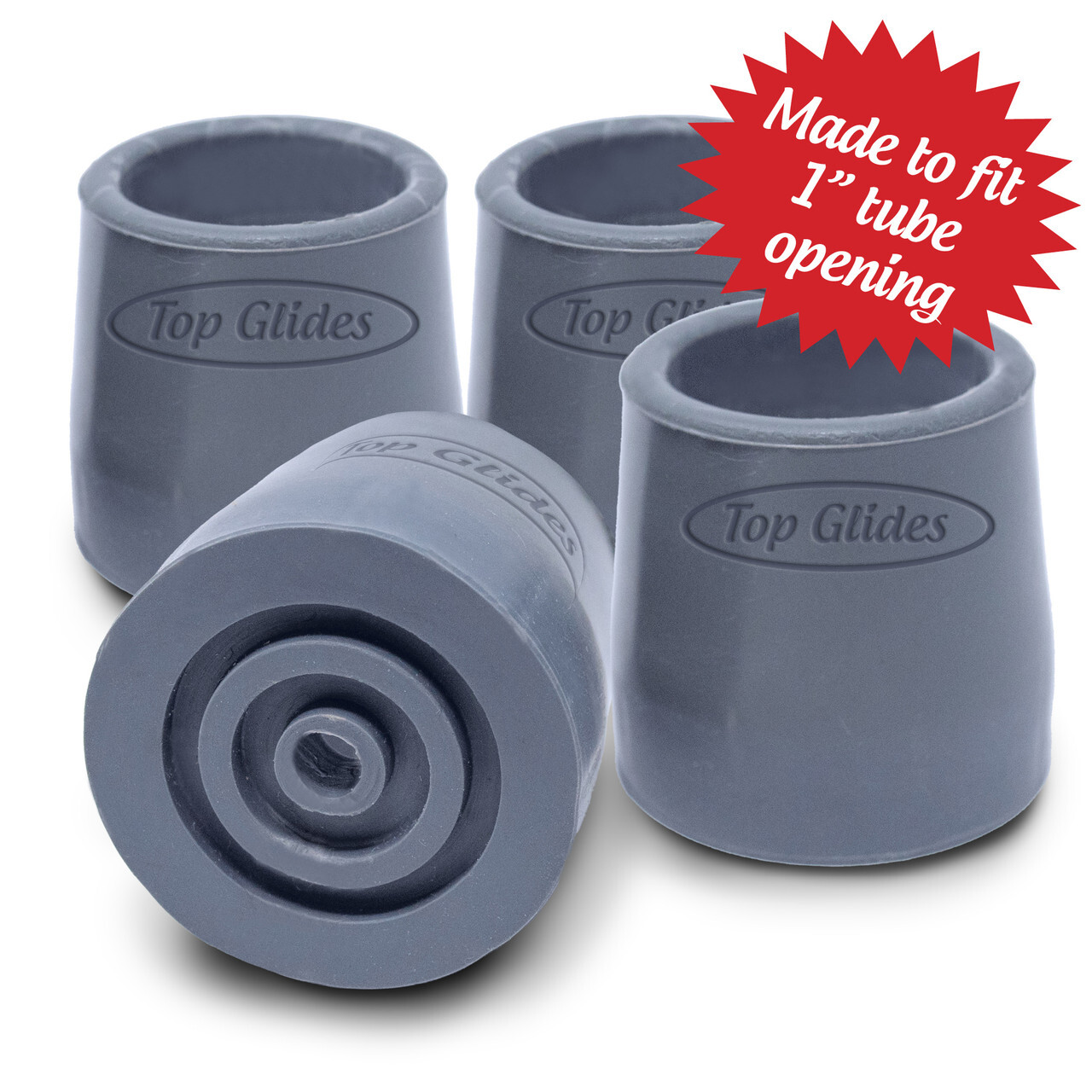 Steel-Reinforced 1" Rubber Tips - 2 Pairs