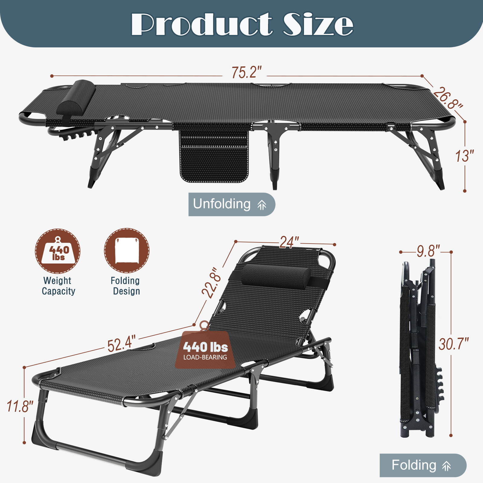 Rollaway Folding Bed & Thick Mattress 4 Position Adjustable Cot Chair Recliner