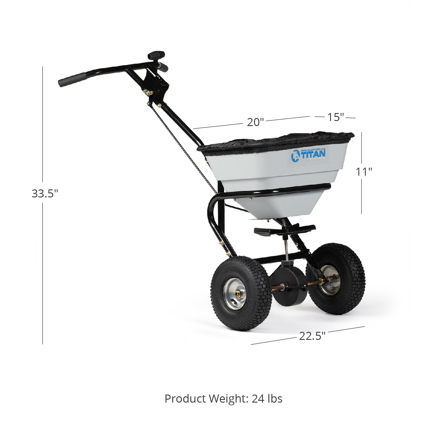 Titan Attachments 70 LB Professional Fertilizer Push Broadcast Spreader