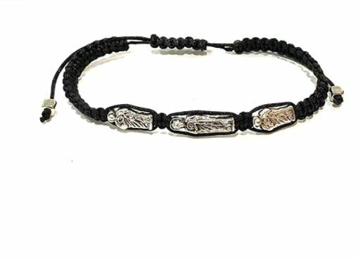 St Jude Black Corded Bracelet Silver Charm Teens Women's Adjustable San Judas N