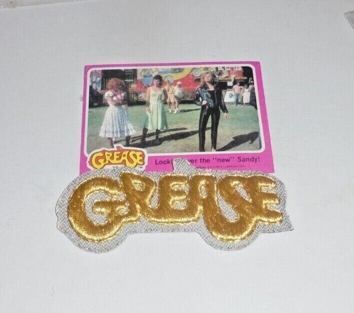 Grease Travolta Newton John Greaser Movie High School Love Musical Patch Card XO