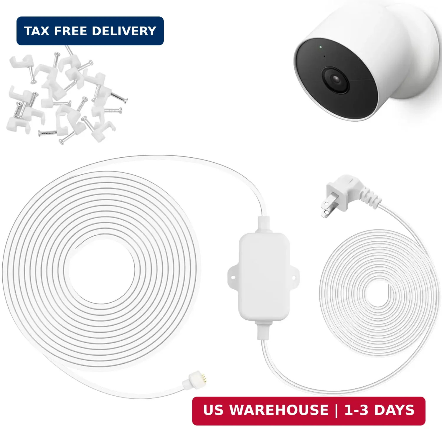 UYODM 50FT/15m Power Cable Compatible with Google Nest Cam Outdoor or Indoor, Ba