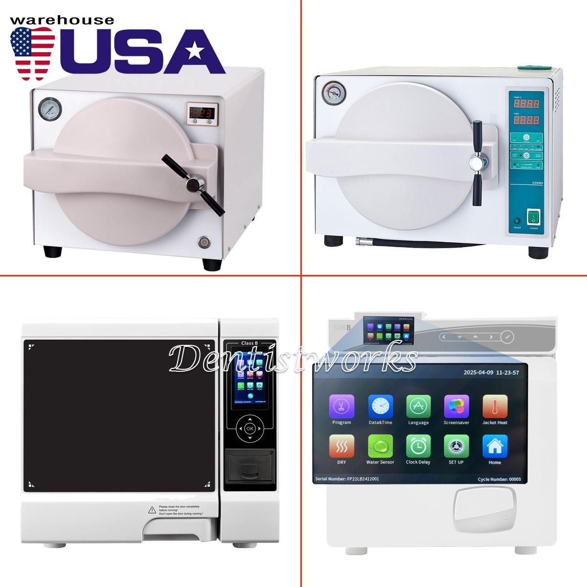 18L /22L Dental Autoclave Medical Steam Sterilizer Class B Drying/with Printer