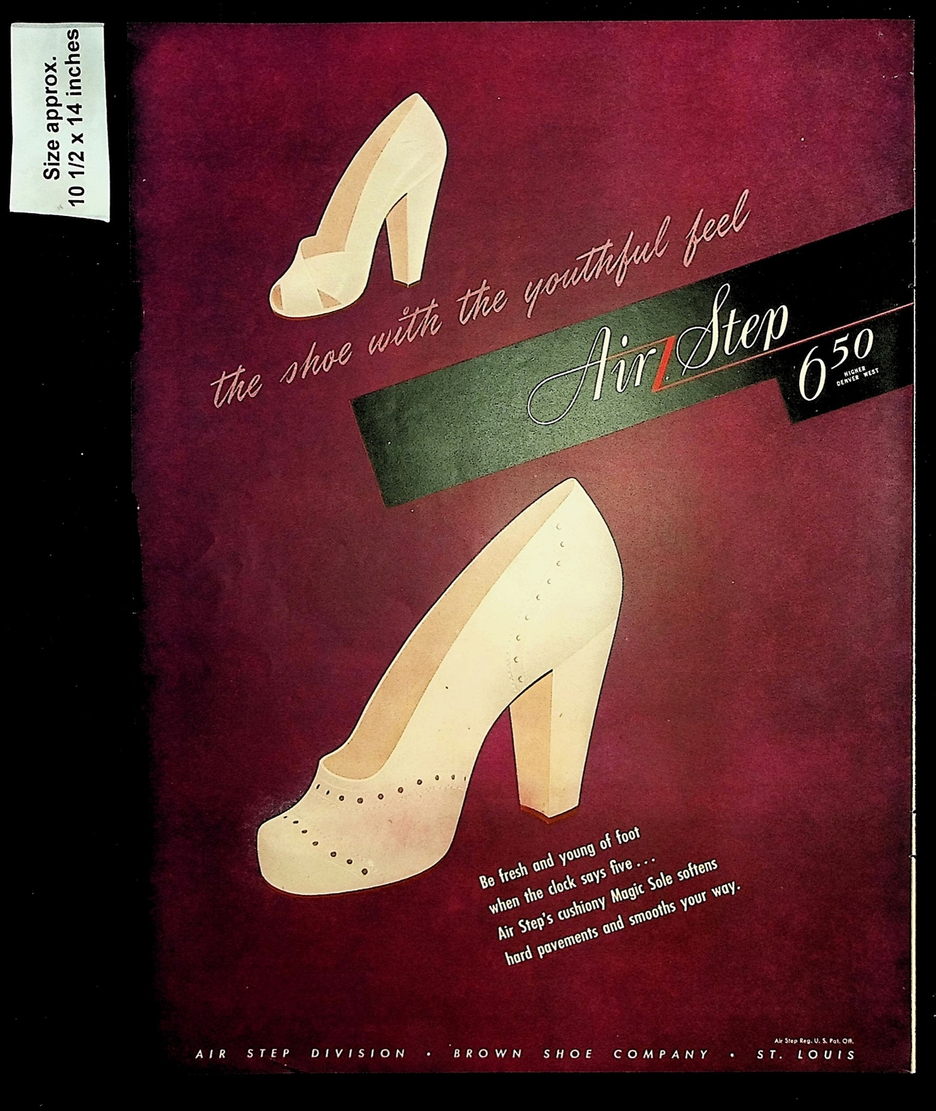 1944 Air Step Shoes Women Heels Cushion Magic Sole Vintage Print Ad 39006
