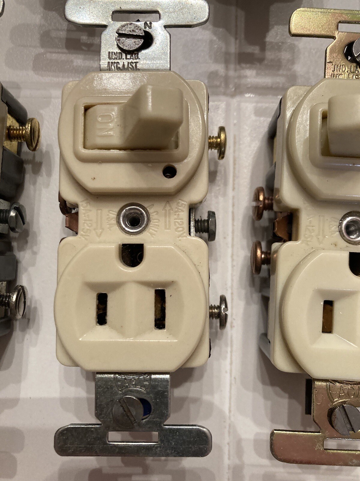 Lot Of 7, Eagle Duplex Combination Switch Outlets, Ivory, New