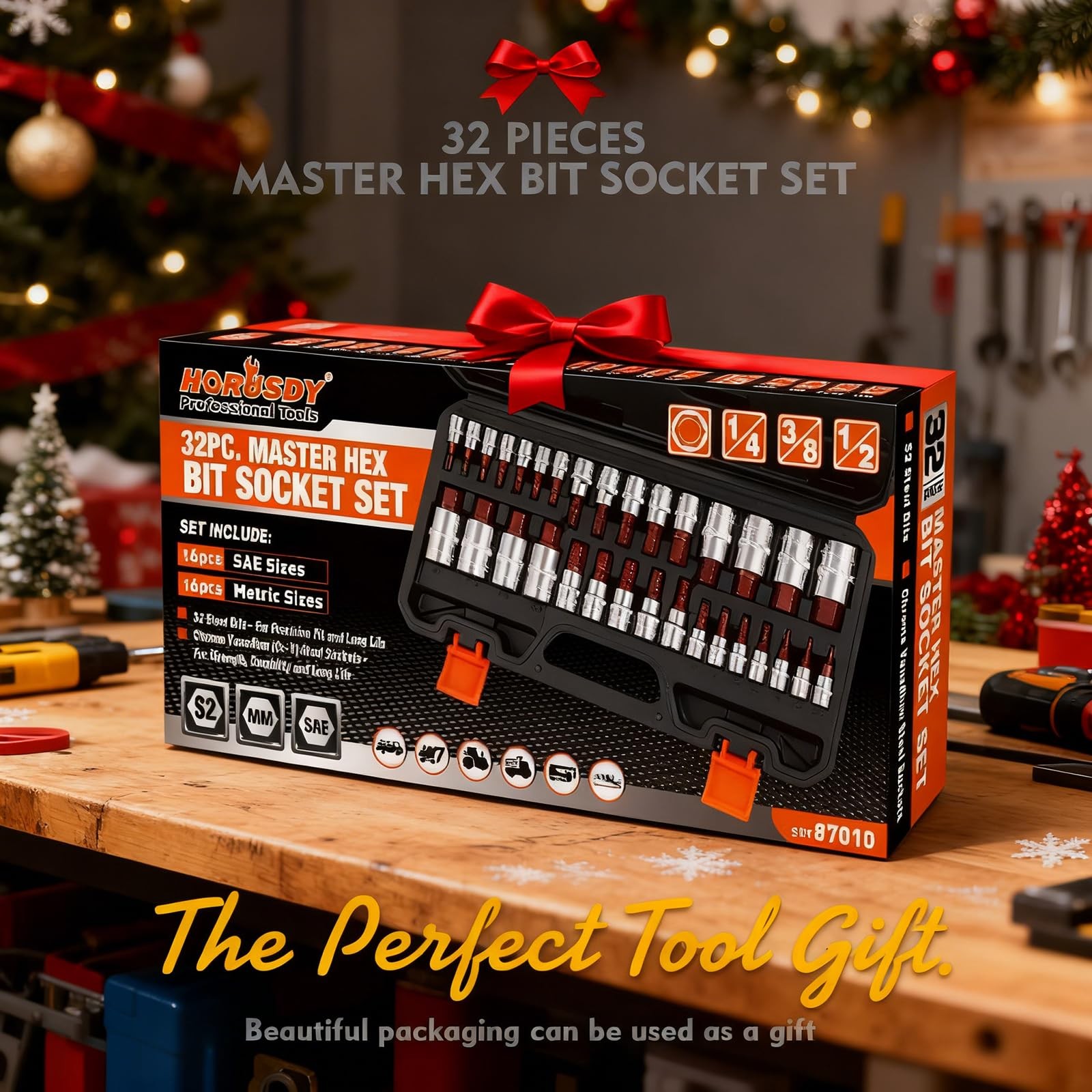 High Torque Master Hex Bit Socket Set, 32-Piece SAE & Metric Allen Socket Set...