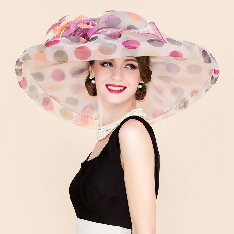 New Women's Kentucky Derby Church Wedding Noble Dress hat organza feather hat