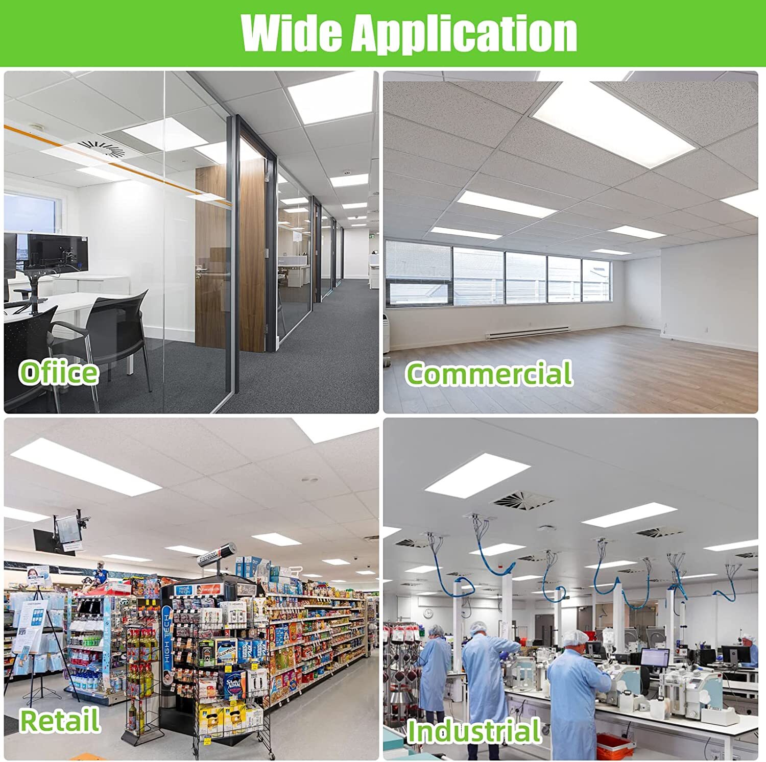 2x4 LED Flat Panel 5000K Light Fixture White,4pack 75W,Drop Ceiling Office Light