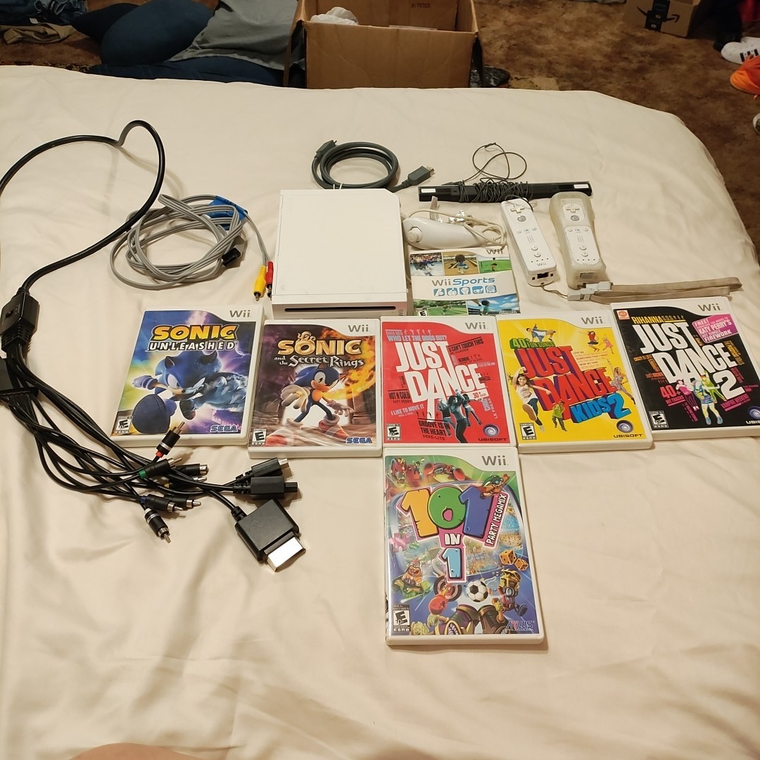 Nintendo Wii Game Console Bundle With Controllers And Games, No Power Cord