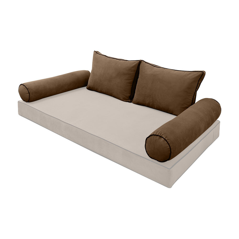 SLIPCOVER ONLY Contrast Twin Style V1 Velvet Indoor Daybed Bolster Cushion AD308