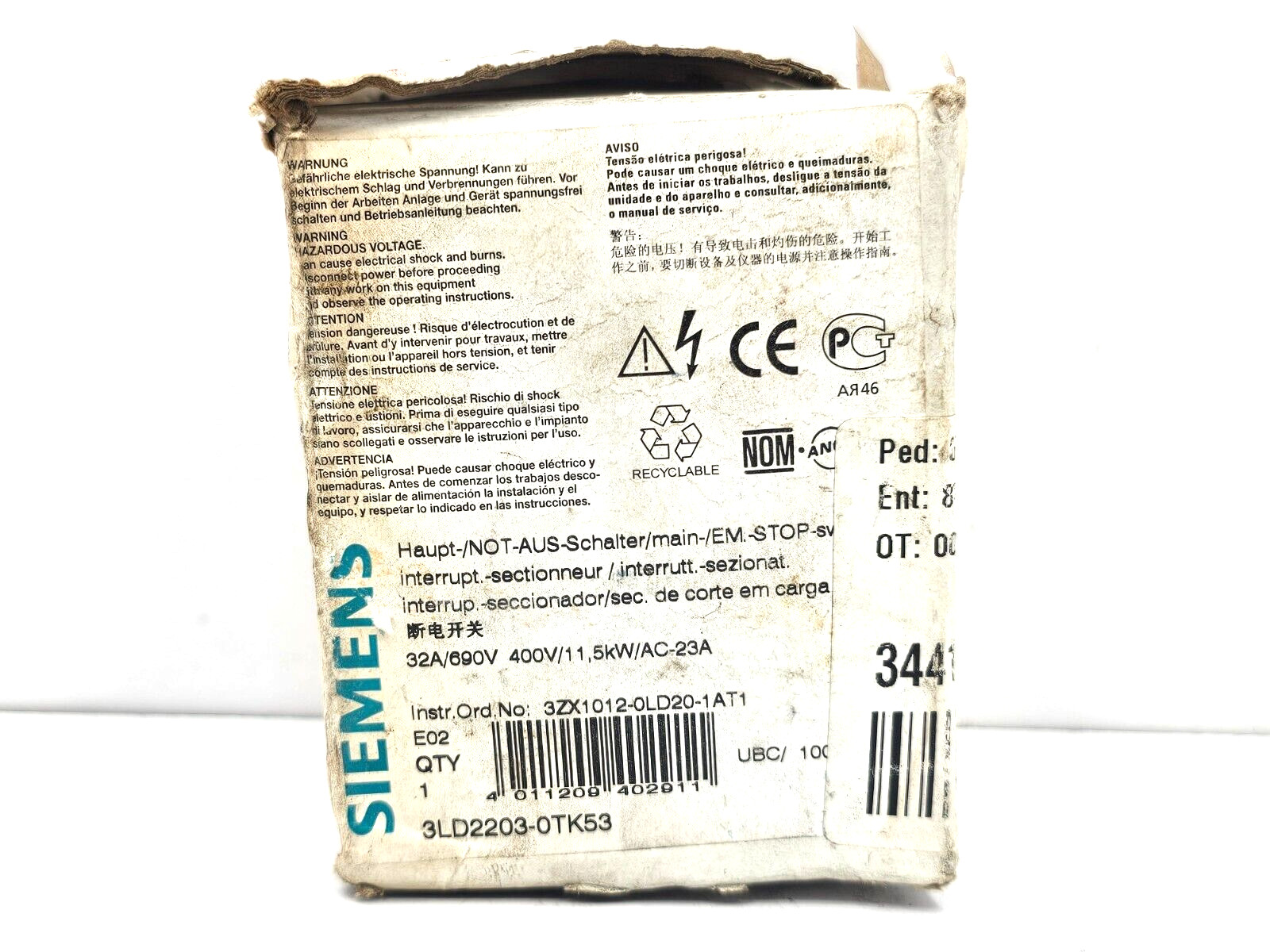 SIEMENS 3LD2203-0TK53 LOAD BREAK SWITCHES
