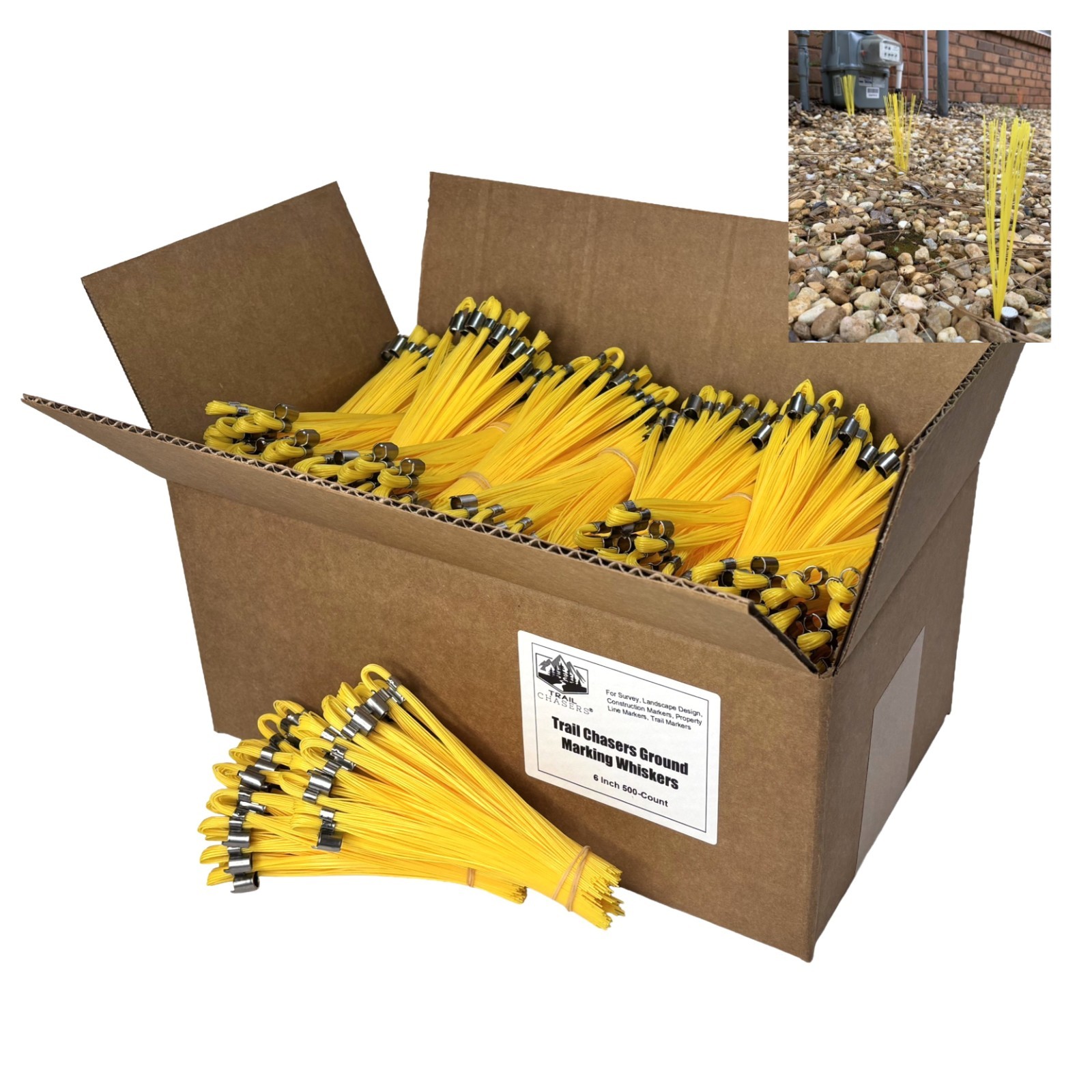 Trail Chasers Yellow 6" Marking Flags 500 Pack Survey Construction Landscaping