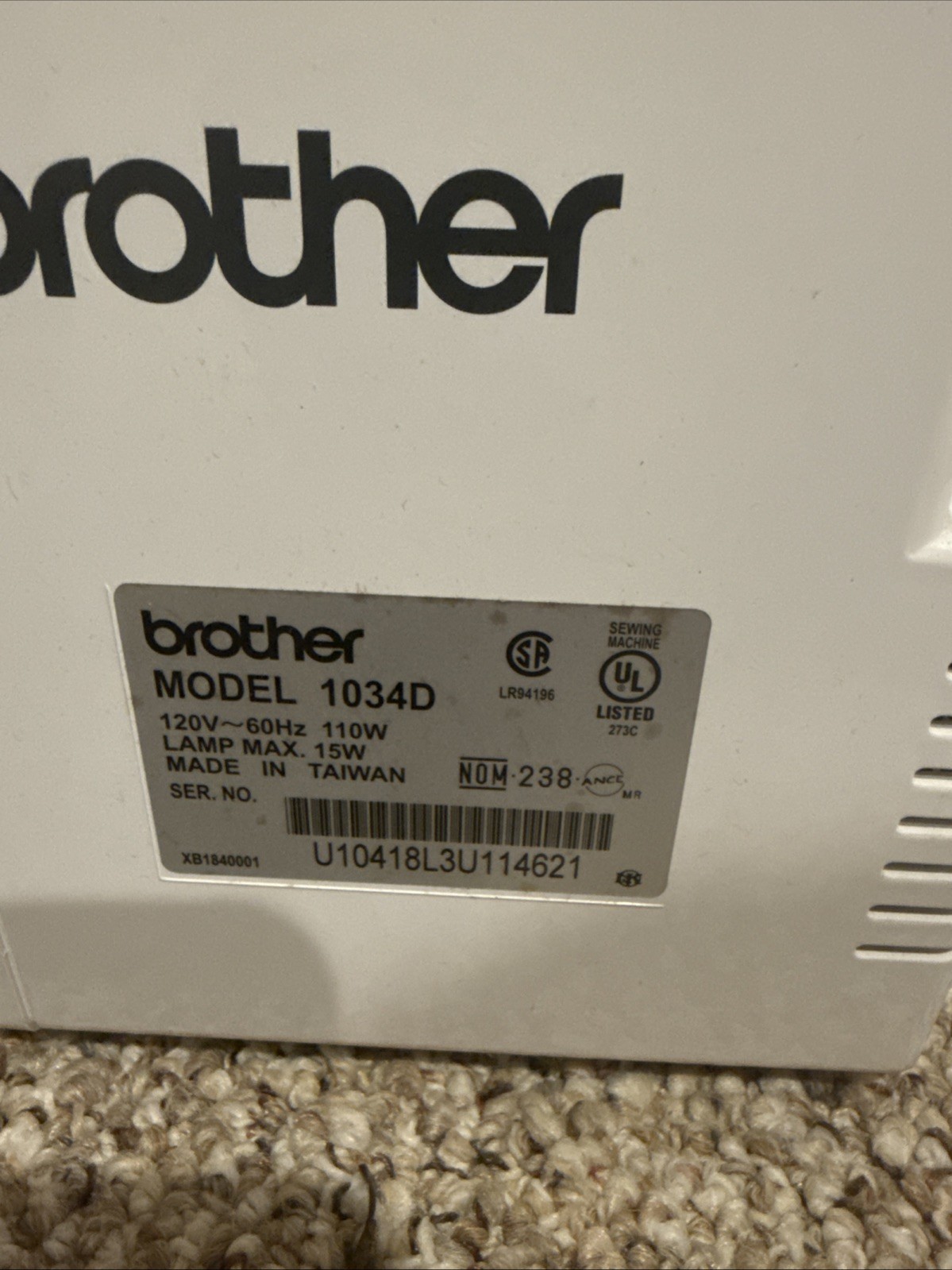 Brother Lock 1034D Differential Serger 3/4 Thread Overlock TESTED - No pedal
