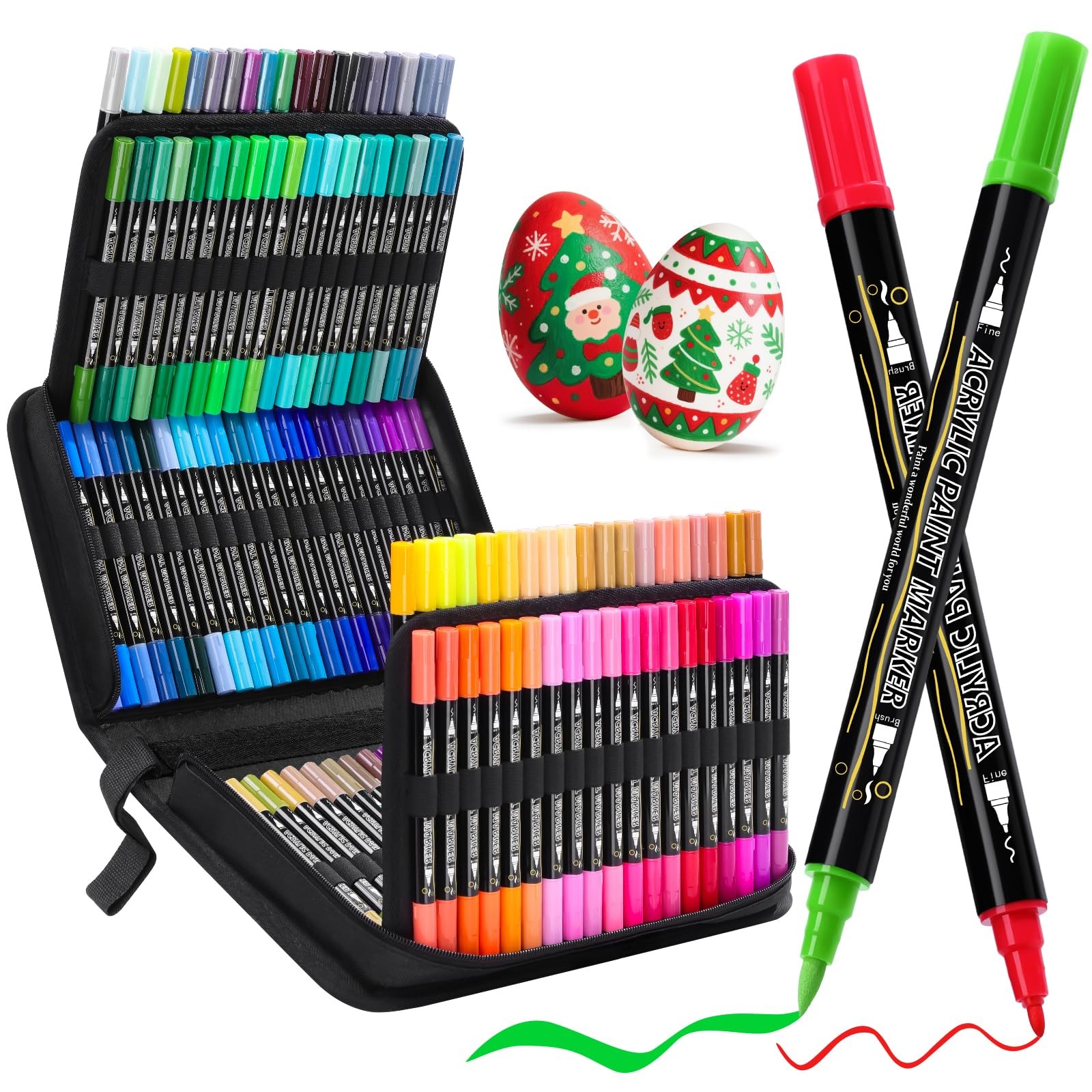 Tongfushop 120 Colors 12 Metallic Acrylic Paint Marke, Dual Fine  Brush Tip P...
