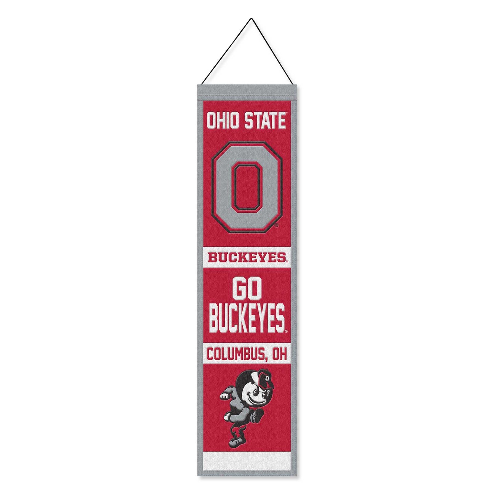 Ohio State Buckeyes Evolution 8x32 Inch Vertical Wool Embroidered Hanging Banner