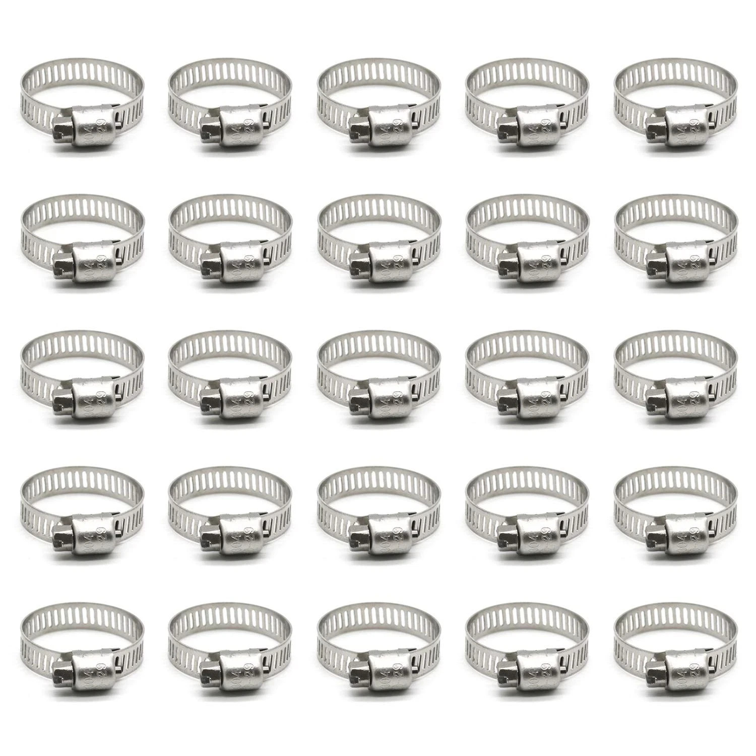 Heavy-Duty 1-Inch Stainless Steel Hose Clamps, 25-Pack for Ultimate Durability
