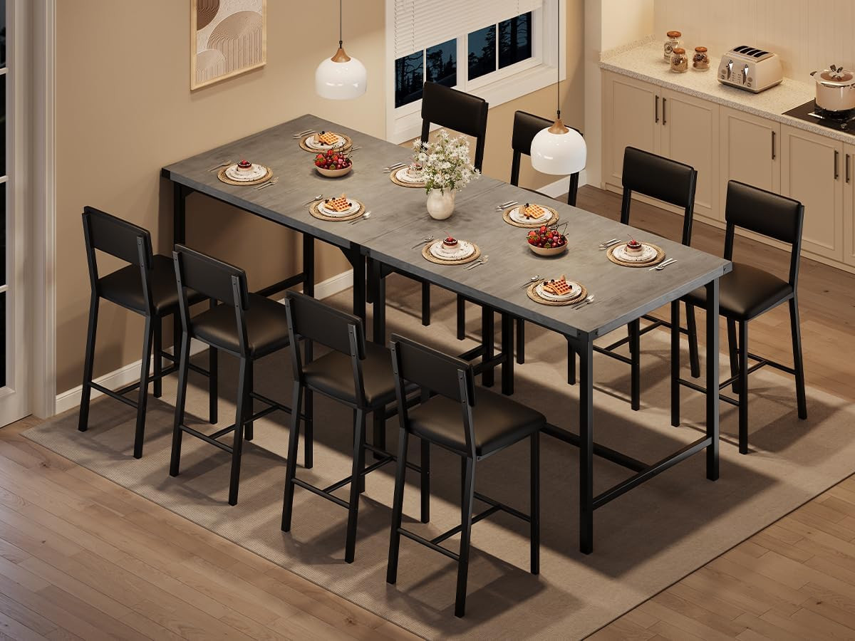 Dining Table Set for 4 with Corner Protector, Kitchen Table Set W/Footrest & Bac