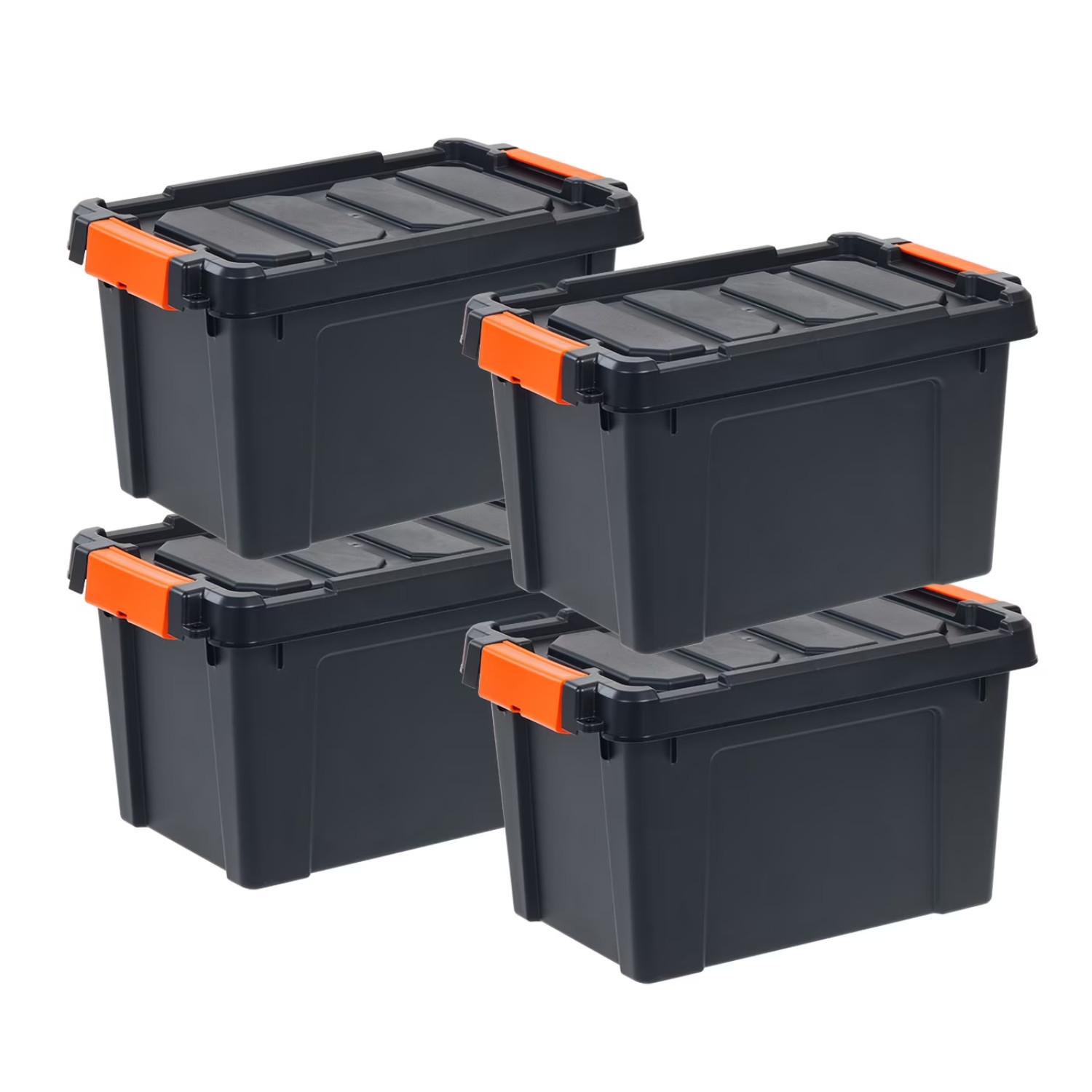 IRIS 5 Gal Heavy Duty Storage Bins 4Pk Latching Lid Stackable Tote Boxes